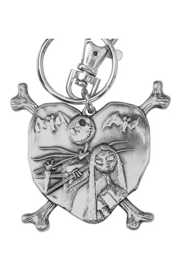 Nightmare Before Christmas Metal Keychain Jack en Sally in hart