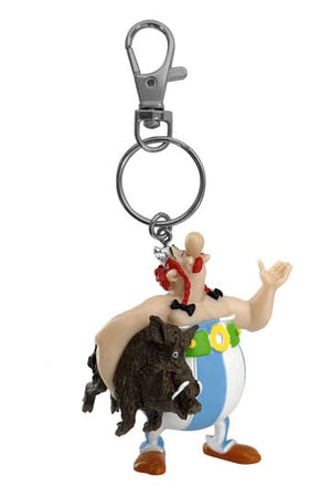 Asterix Keychain Obelix met een zwijn 14 cm