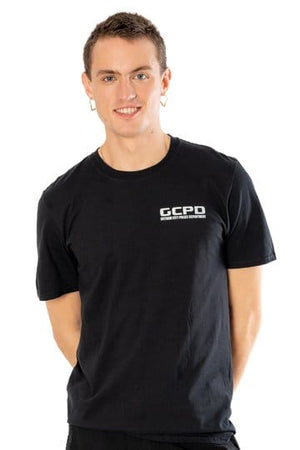 Batman T-shirt Arkham City GCPD voorkant achterkant