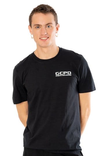 Batman T-shirt Arkham City GCPD voorkant achterkant
