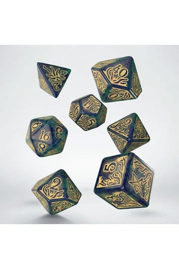 Call of Cthulhu 7e editie dobbelstenen set van 7 blauwgroen en goud