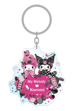 Sanrio Roze Zwart Party Series Acryl Sleutelhanger My Melody & Kuromi 7 cm