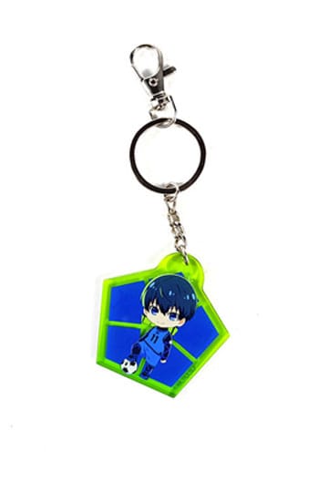 Blauwe slot acryl sleutelhanger yoichi isagi chibi stijl 5 cm