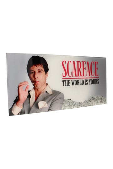 Scarface Glasposter The World Is Yours (Grijze Achtergrond) 60 x 30 cm