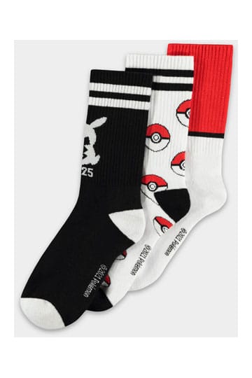 Pokemon Socks 3-Pack Pikachu Pokeball 39-42