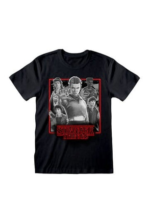 Stranger Things T-Shirt-personages in gloeiende doos zwart en wit