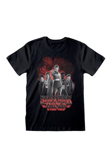 Stranger Things T-Shirt Groep met Vecna achter Balck en White