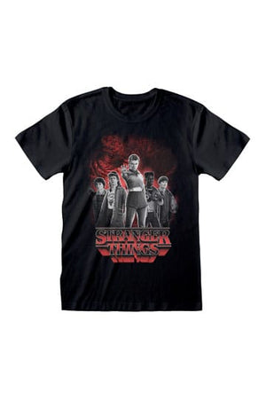 Stranger Things T-Shirt Groep met Vecna achter Balck en White