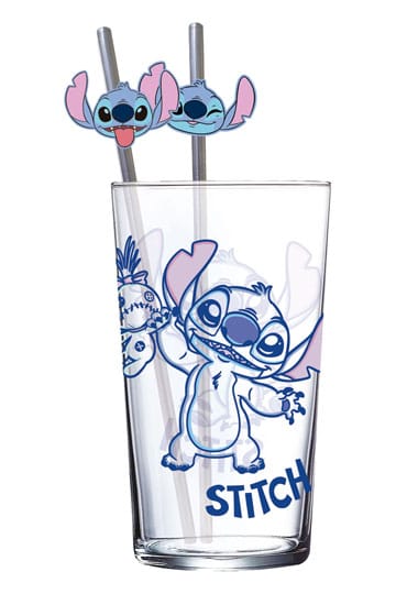 Lilo & Stitch Glazen beker met rietjes Stitch 485 ml