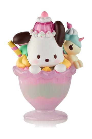 Hello Kitty & Friends Vensterdoosfiguur Fast Food Pochacco Roze Eenhoorn Sundae 9 cm