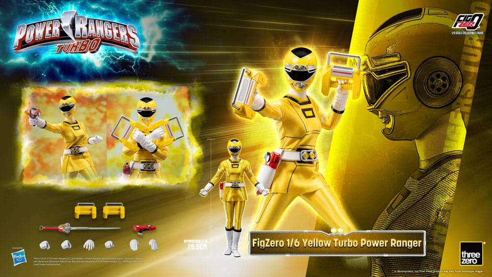 Power Rangers Turbo FigZero Actie Afbeelding 1/6 Yellow Turbo Power Ranger 30 cm