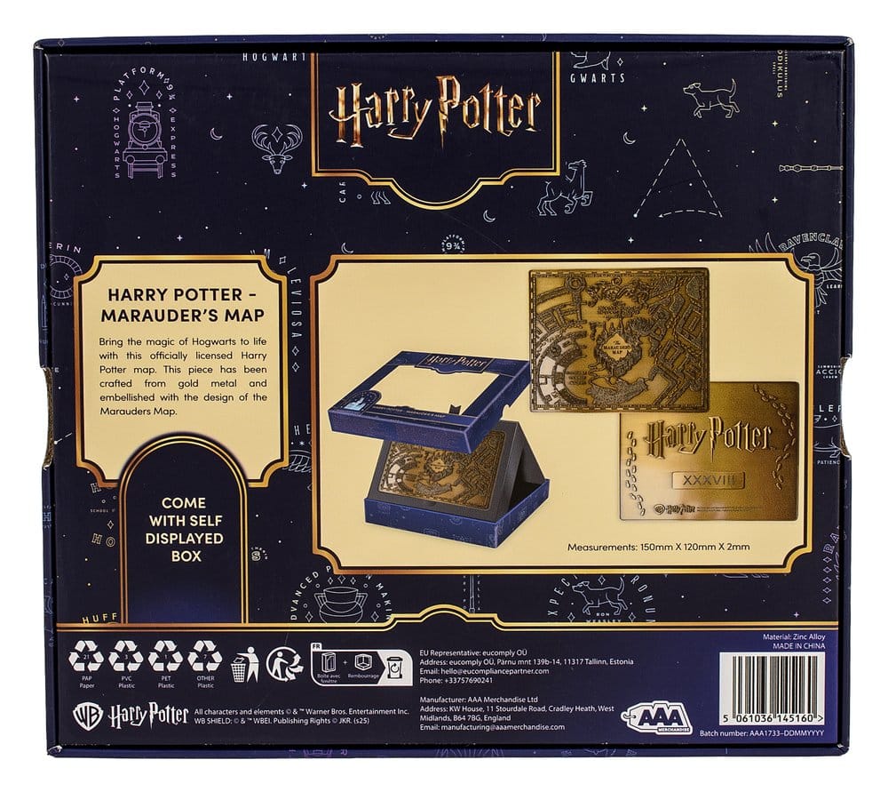 Harry Potter Replica Marauder's Map Metalen kaart 15 cm
