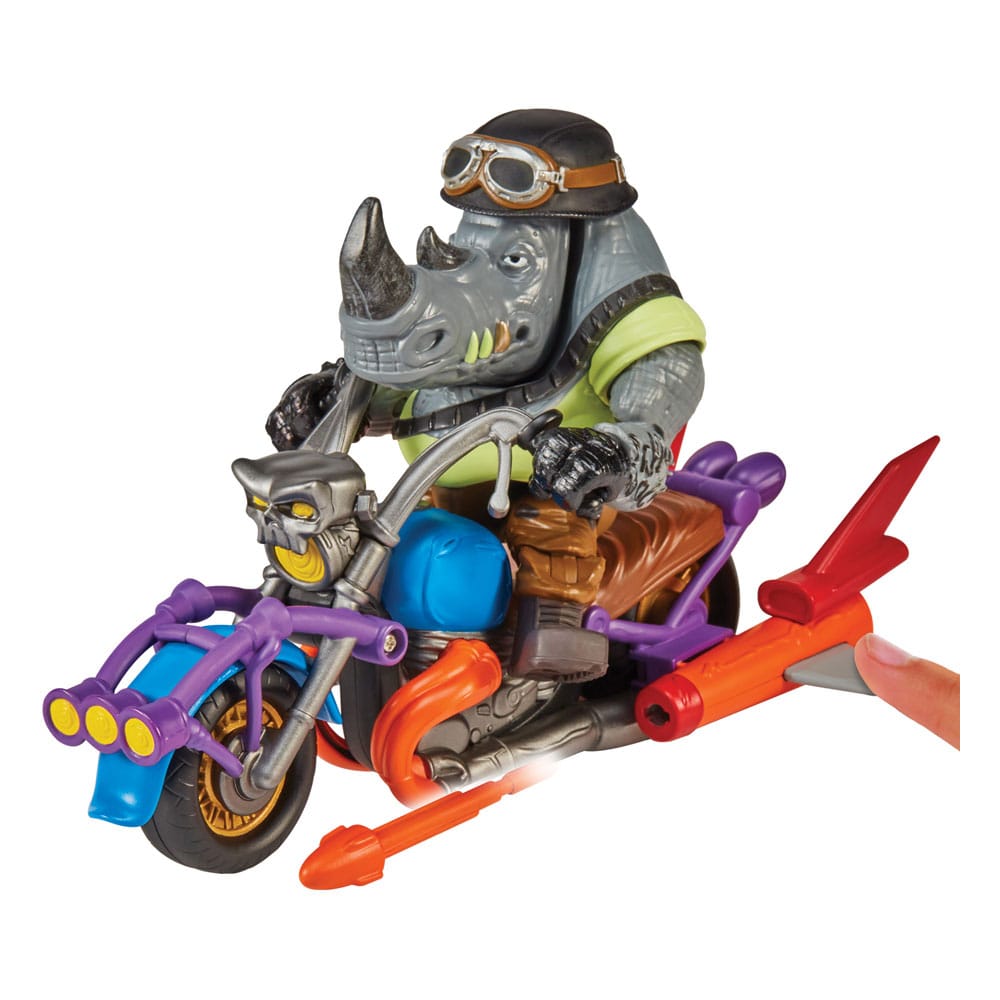 Teenage Mutant Ninja Turtles actiefiguur met voertuig Rocksteady & Chopper 12 cm