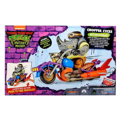 Teenage Mutant Ninja Turtles actiefiguur met voertuig Rocksteady & Chopper 12 cm