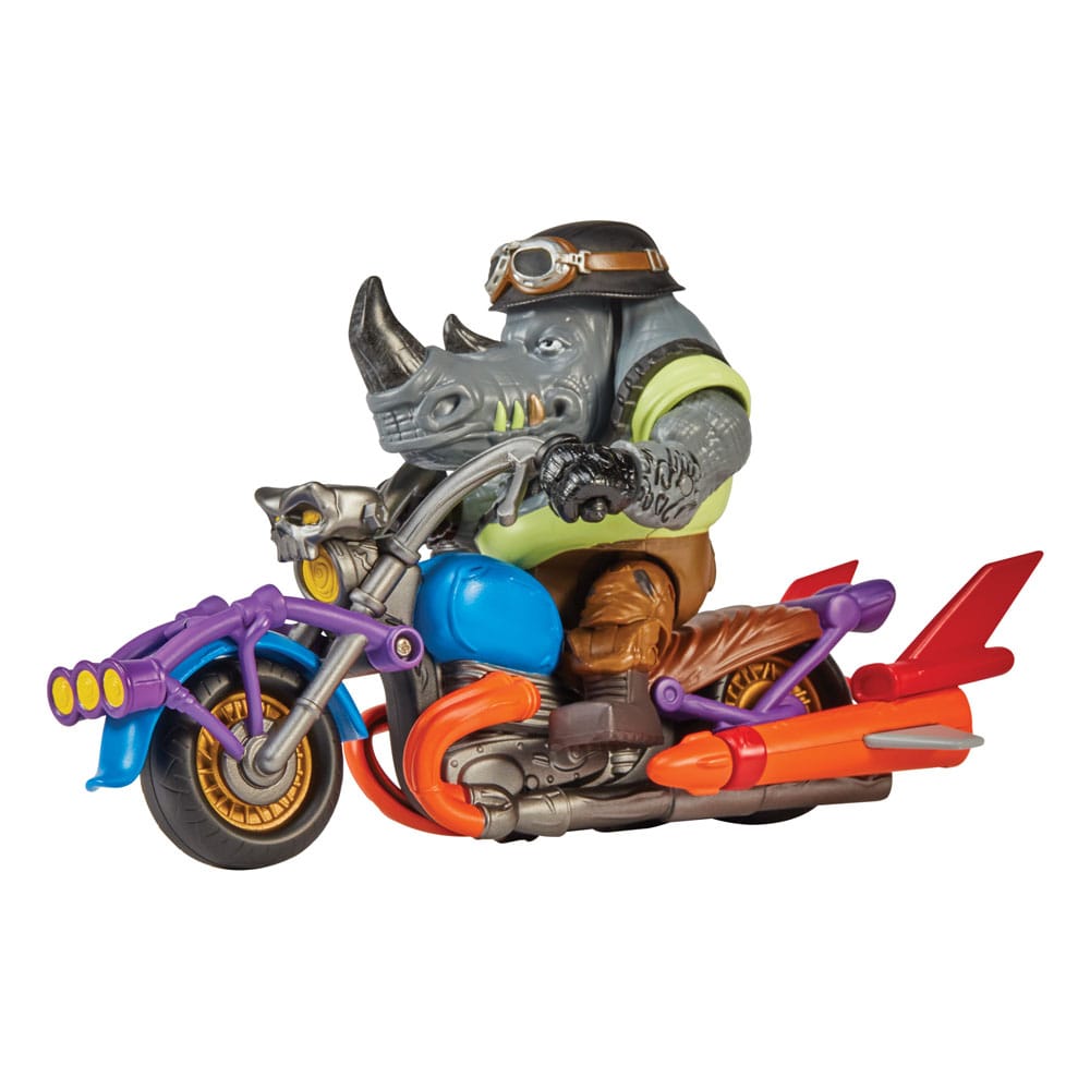 Teenage Mutant Ninja Turtles actiefiguur met voertuig Rocksteady & Chopper 12 cm