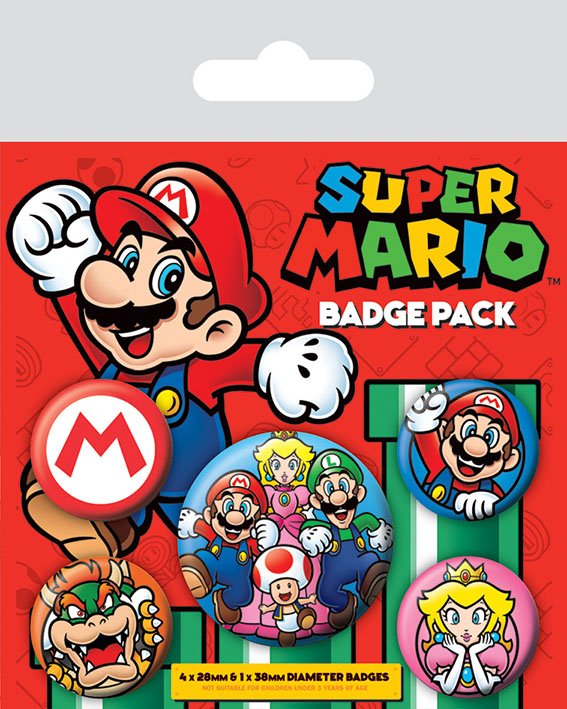 Super Mario pin-back knoppen 5-pack
