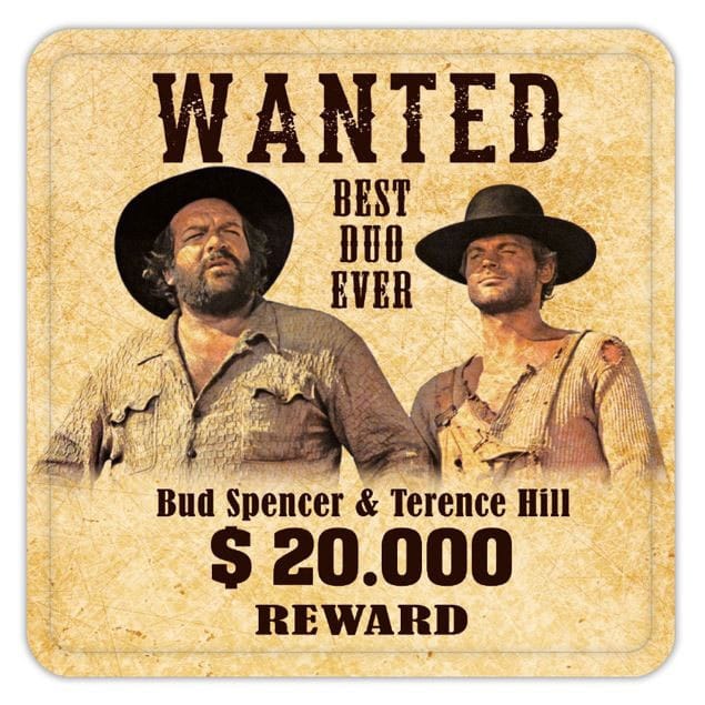 Bud Spencer & Terence Hill Tin Coasters gezocht 10 x 10 cm