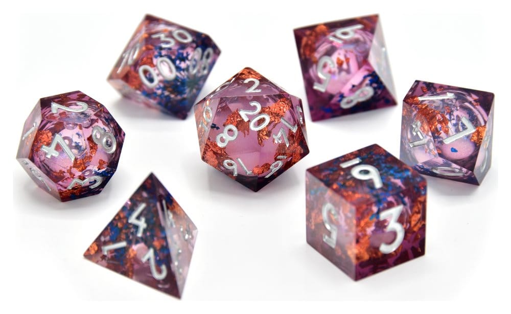 CritStones Vloeibare Kern Dobbelstenen Set Fey Mist (7)