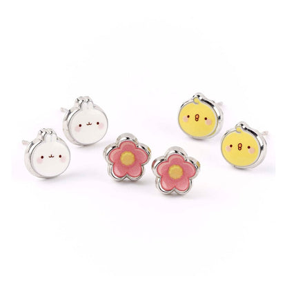 Molang oorknopjes 3-pack Molang en Piu Piu