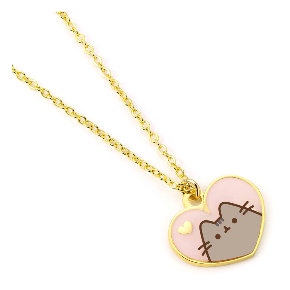 Pushen hanger & ketting roze en gouden hart