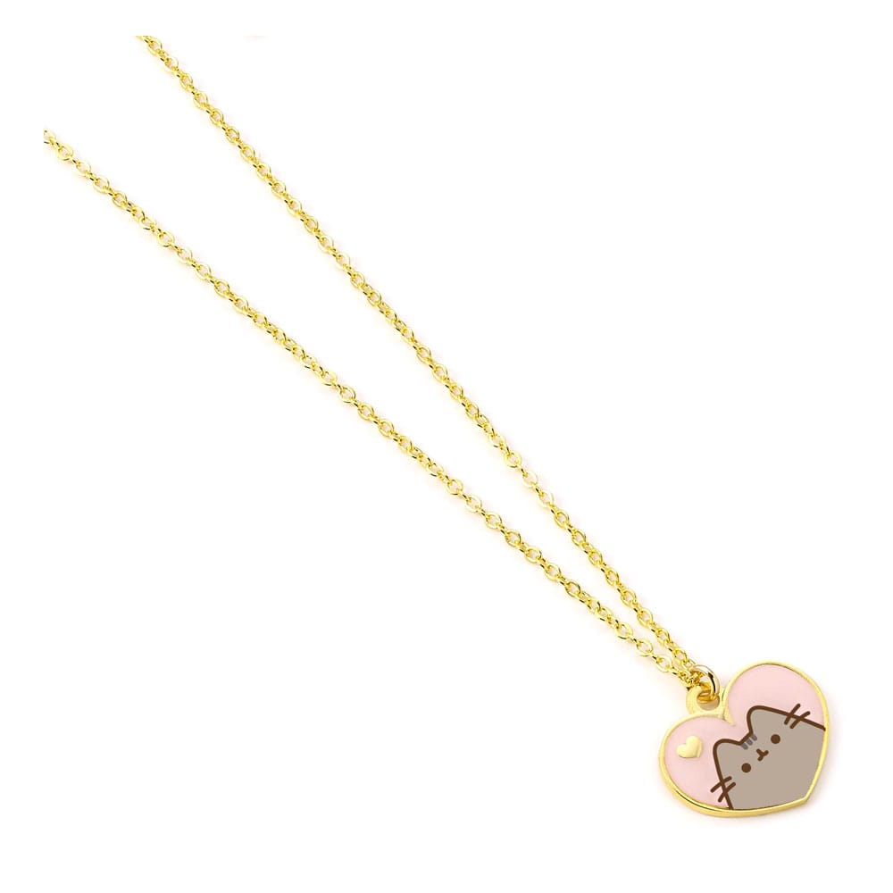 Pushen hanger & ketting roze en gouden hart