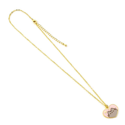 Pushen hanger & ketting roze en gouden hart
