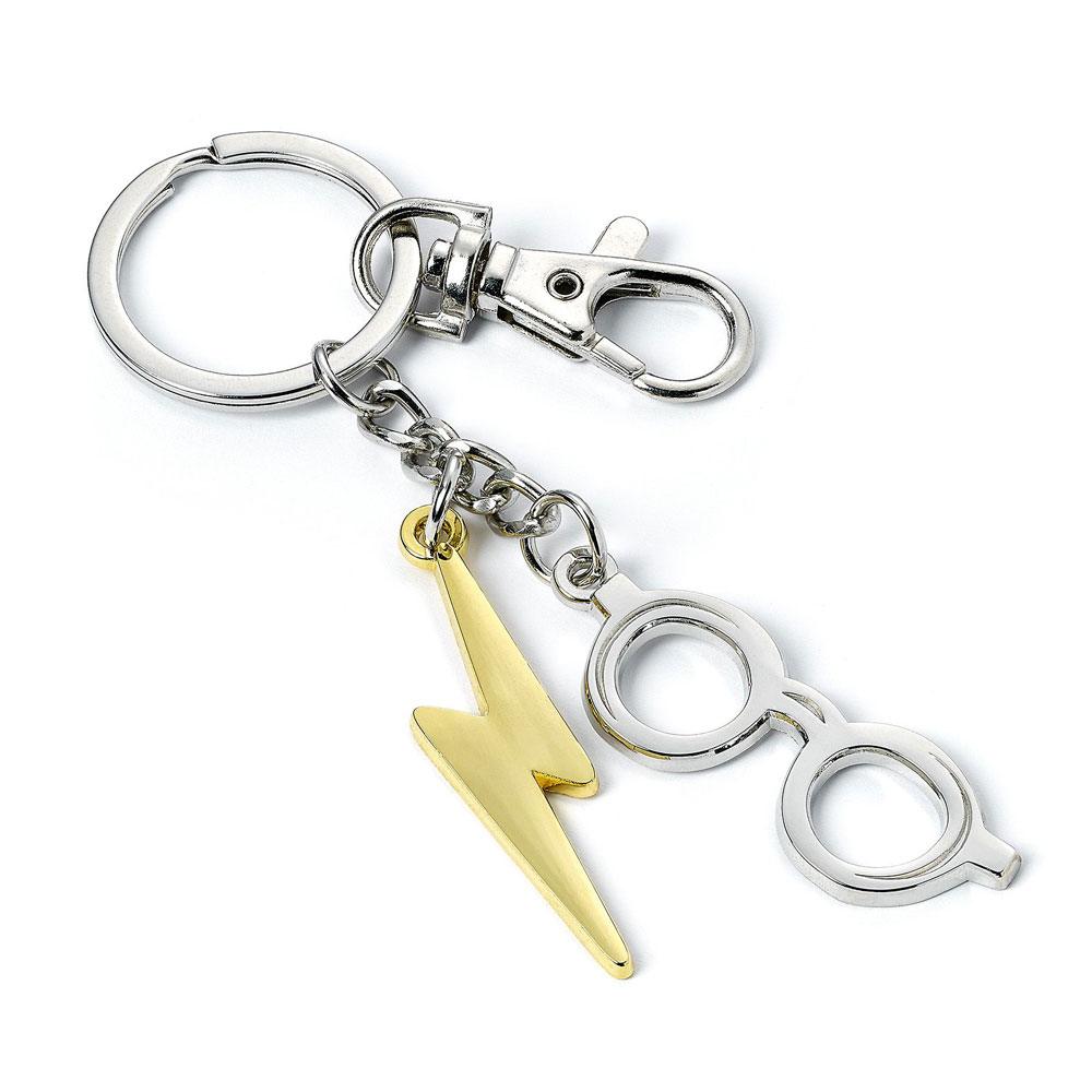 Harry Potter Keychain Lightening Bolt & Glasses (verzilverd)
