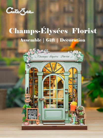 Miniatuurhuismodelbouwpakket Champs-Élysées-bloemist 18 x 16 cm