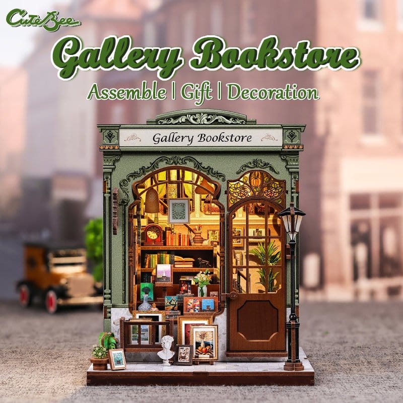 Miniatuurhuismodelbouwpakket Galerij Boekhandel 20 x 16 cm