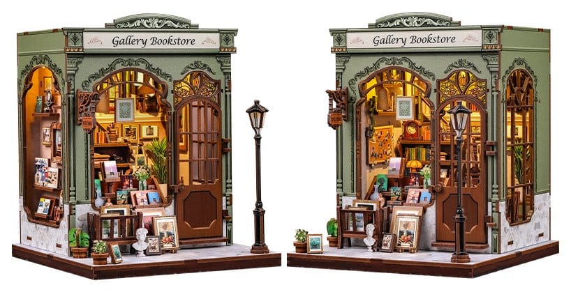 Miniatuurhuismodelbouwpakket Galerij Boekhandel 20 x 16 cm