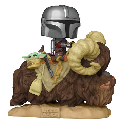 Star Wars De Mandaloriaanse POP! Deluxe vinylfiguur De Mandalorian op Wantha met kind in tas 9 cm