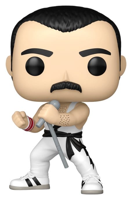 Koningin POP! Rocks Vinylfiguur Freddie Mercury (wit singlet) 9 cm