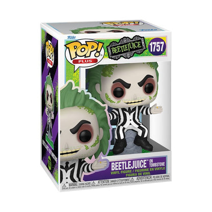 Beetlejuice pop! Plus films vinyl figuur Beetlejuice met Tombstone 9 cm