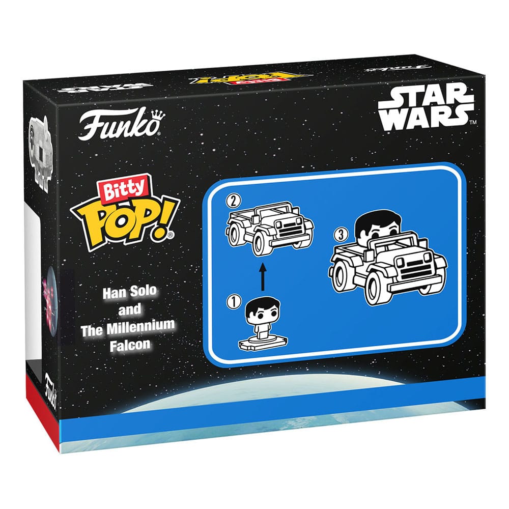 Star Wars Bitty POP! Rides Vinyl Figure Display Han Solo met Millennium Falcon 2,5 cm