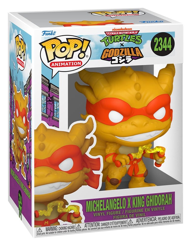 Godzilla x Turtles POP! Animatie vinylfiguur Michelangelo X Ghidorah 9 cm