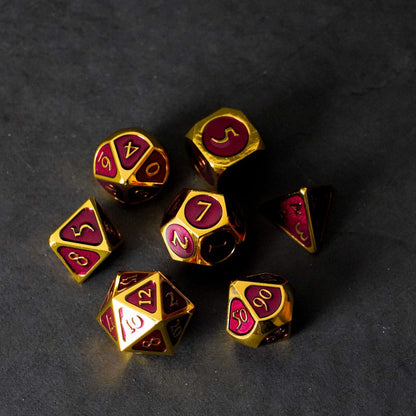 Fanroll -dobbelstenen Set goud met paars email (7)