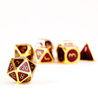 Fanroll -dobbelstenen Set goud met paars email (7)