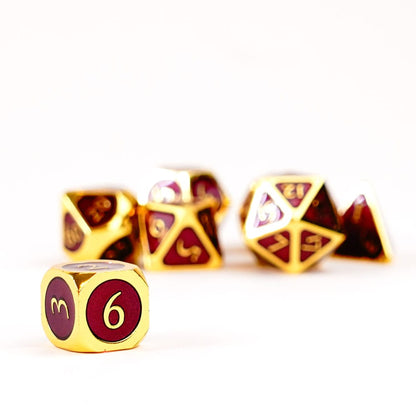 Fanroll -dobbelstenen Set goud met paars email (7)