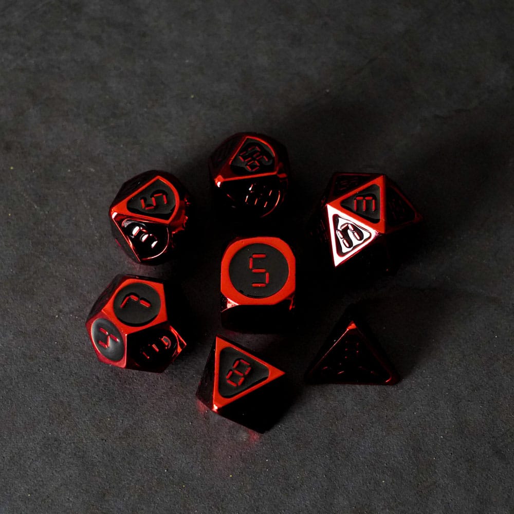 Fanroll -dobbelstenen Set rood met zwart email (7)