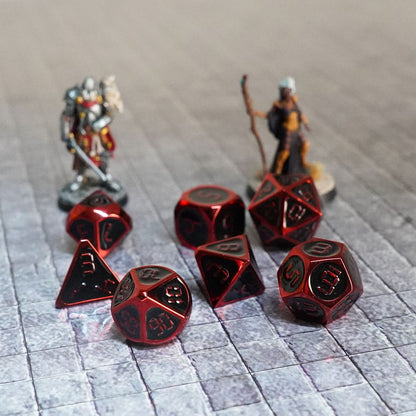 Fanroll -dobbelstenen Set rood met zwart email (7)