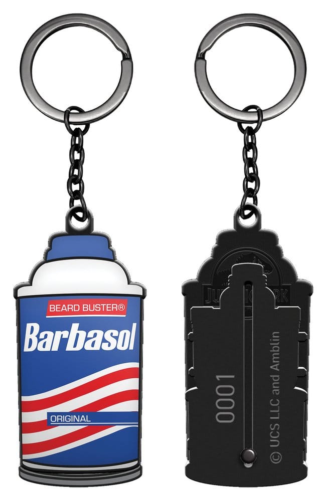 Jurassic Park sleutelhanger glijdende Barbasol blik