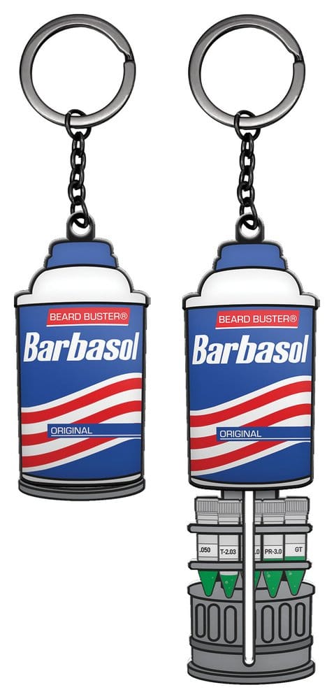 Jurassic Park sleutelhanger glijdende Barbasol blik