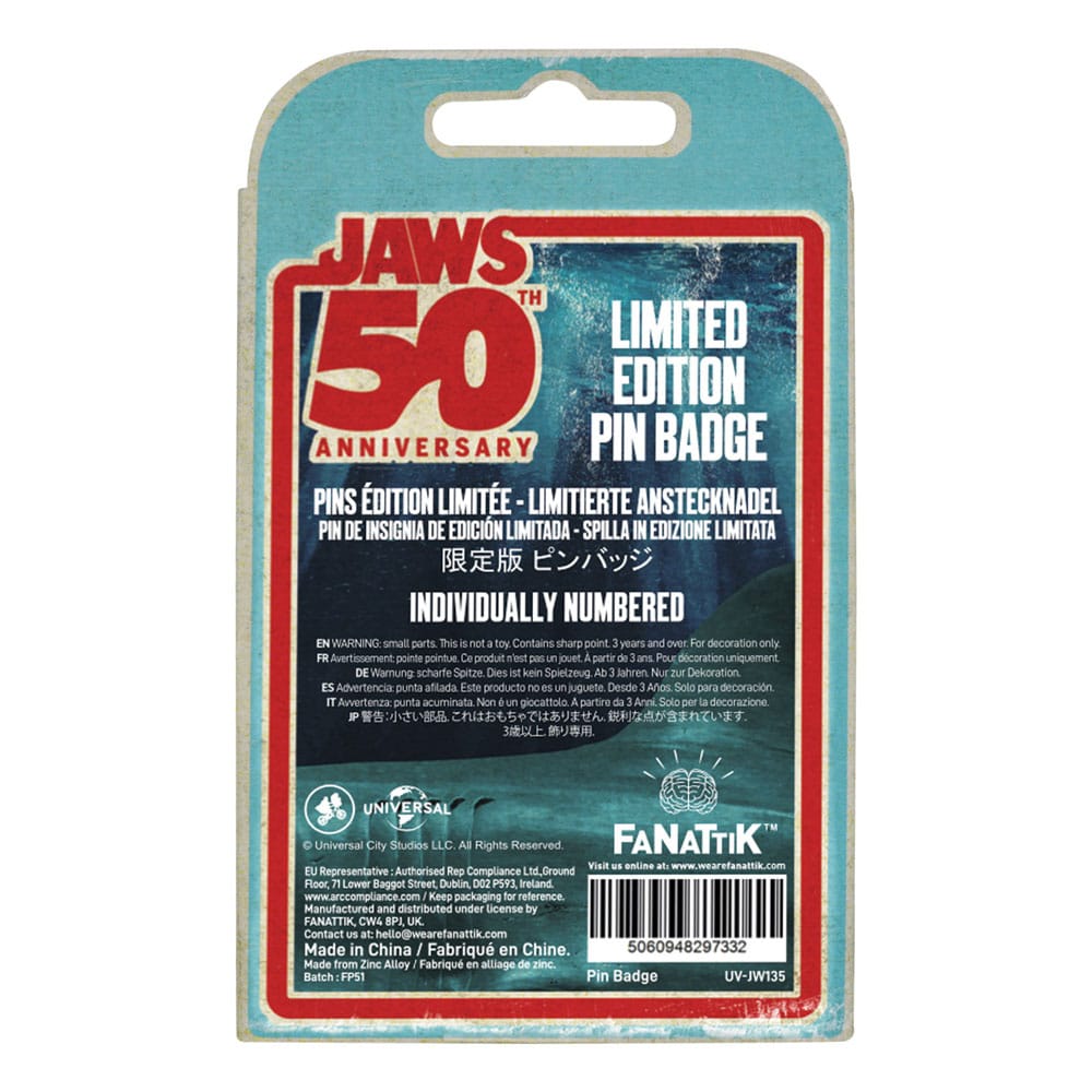 Jaws Pin Badge 50e verjaardag schip in fles