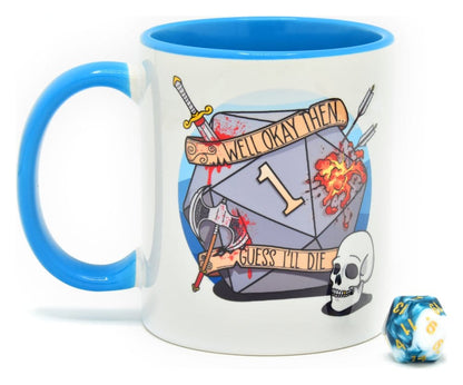 Glassstaff Cadeauset Mok & Dobbelstenen D20 Ik denk dat ik dood ga