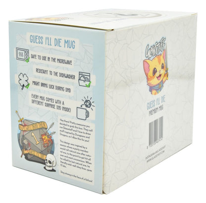 Glassstaff Cadeauset Mok & Dobbelstenen D20 Ik denk dat ik dood ga