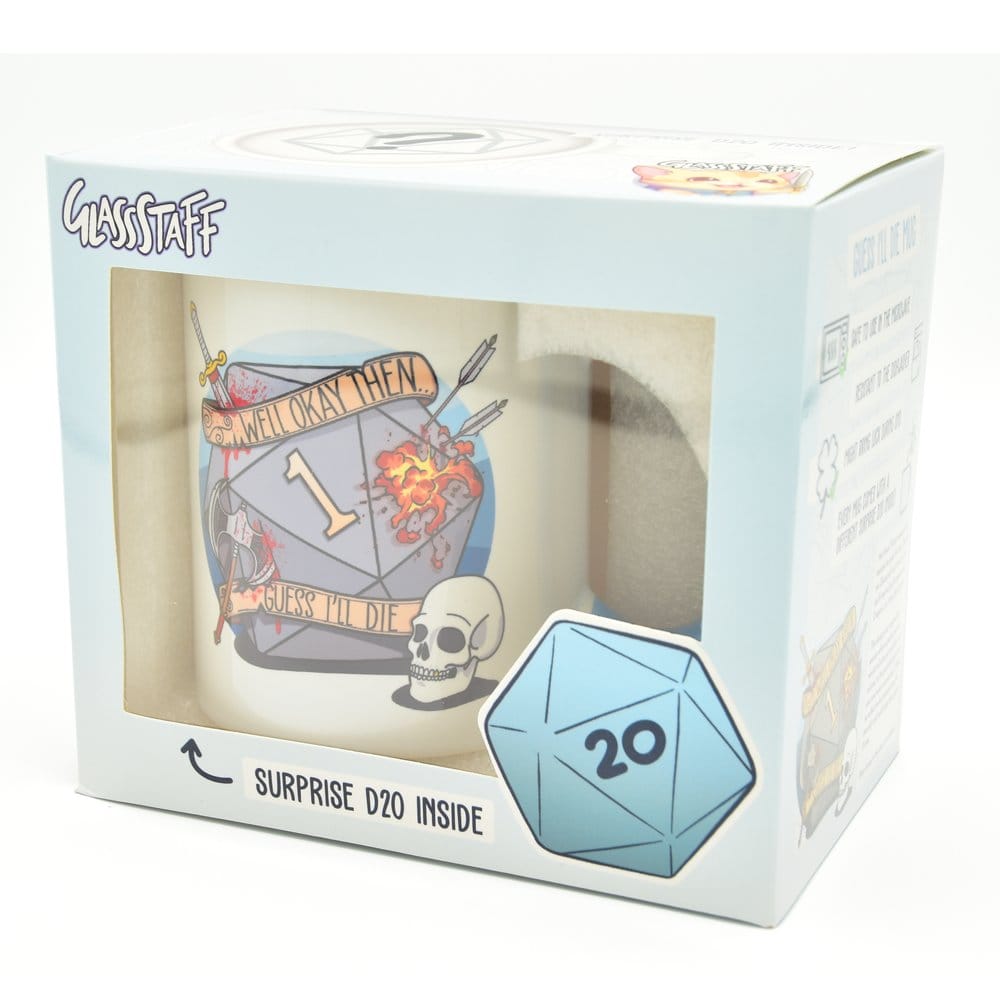 Glassstaff Cadeauset Mok & Dobbelstenen D20 Ik denk dat ik dood ga
