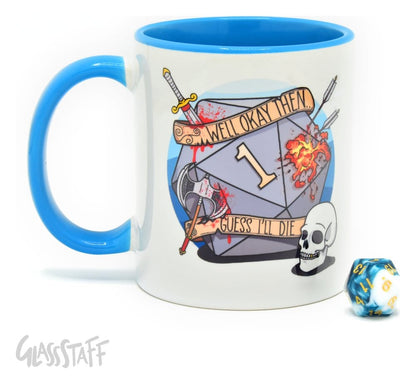 Glassstaff Cadeauset Mok & Dobbelstenen D20 Ik denk dat ik dood ga