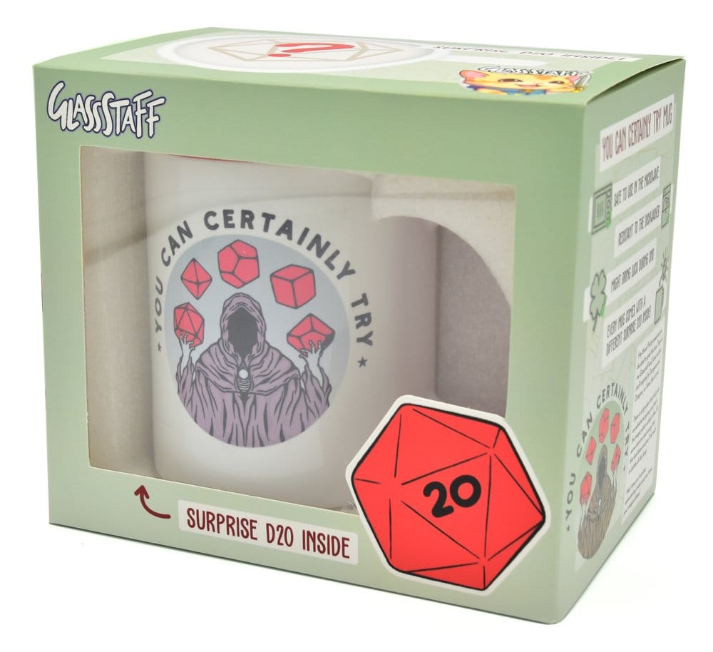 Glassstaff Cadeauset Mok & Dobbelsteen D20 Je kunt het zeker proberen