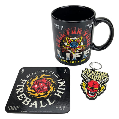 Stranger Things Mok, Coaster en Keychain Set Hellfire
