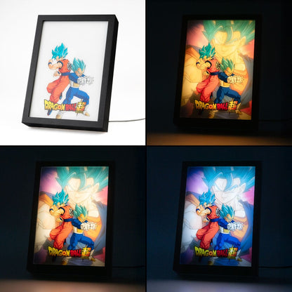 Dragon Ball super ingelijste LED-print